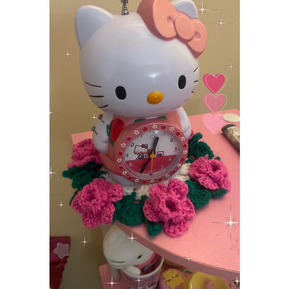 2 handmade crochet pink flower coasters set